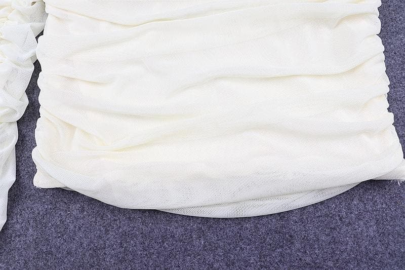 Chic Fall Nights: Black Off-Shoulder Ruched Crop Top with Slit Sleeves