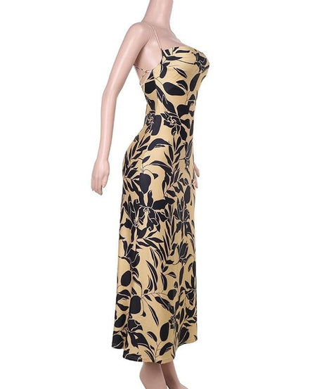 Effortless Chic: Botanical Print Cross-Back Maxi Dress - Your Essential for Fall Getaways
