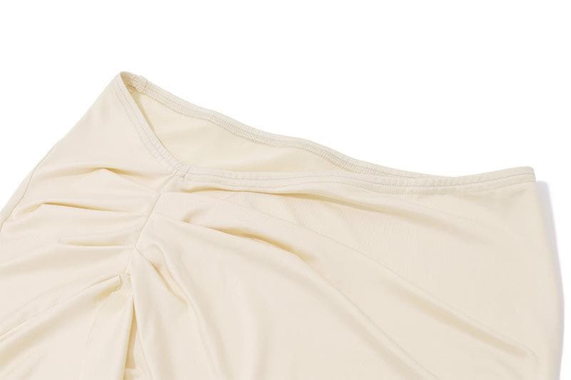 Autumn Glam Asymmetrical Ruffle Midi Skirt - Chic Ruched High-Low Style