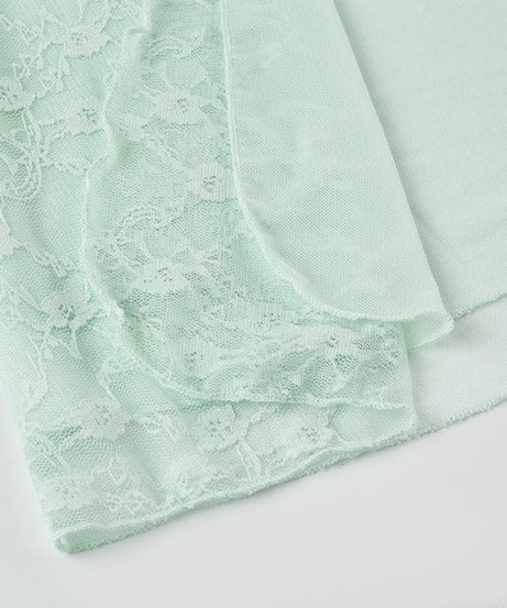 Whisper Blue Coquette Sheer Lace Tie-Front Top – Ethereal Fall Layering & Date Night Chic