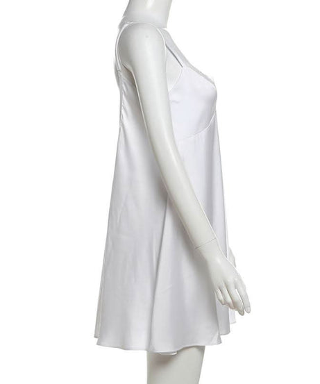 Luxe Silky Lace-Trim Mini Slip Dress for Women - Effortless Fall Loungewear & Romantic Nights