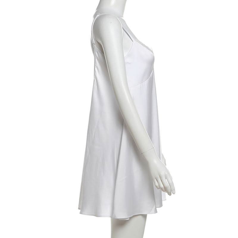 Luxe Silky Lace-Trim Mini Slip Dress for Women - Effortless Fall Loungewear & Romantic Nights