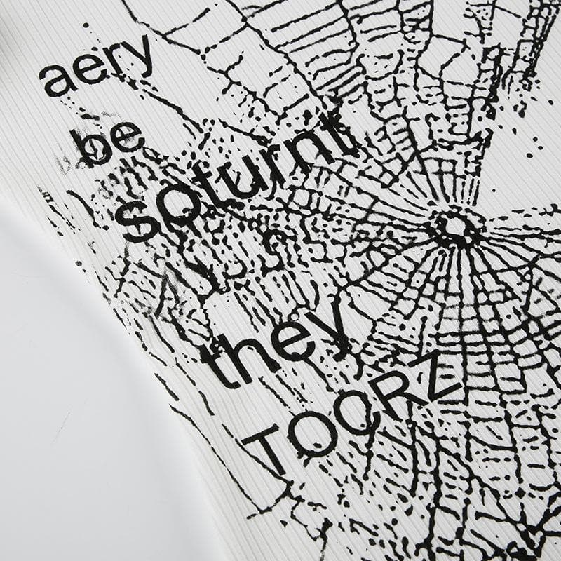 Haunted Web Off-Shoulder Ribbed Top | Edgy Fall Fashion & Halloween Ready