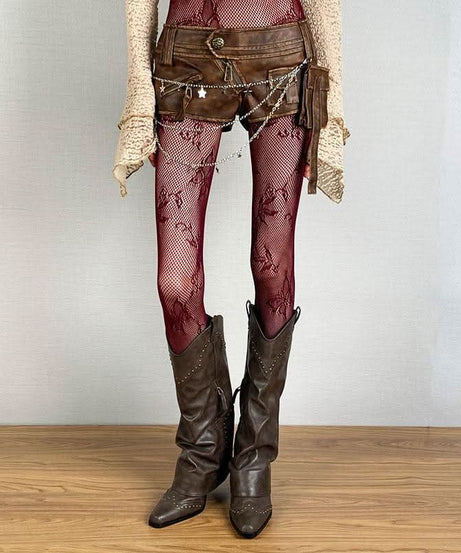 Gothic Butterfly Lace Fishnet Tights - Edgy Fall & Halloween Statement