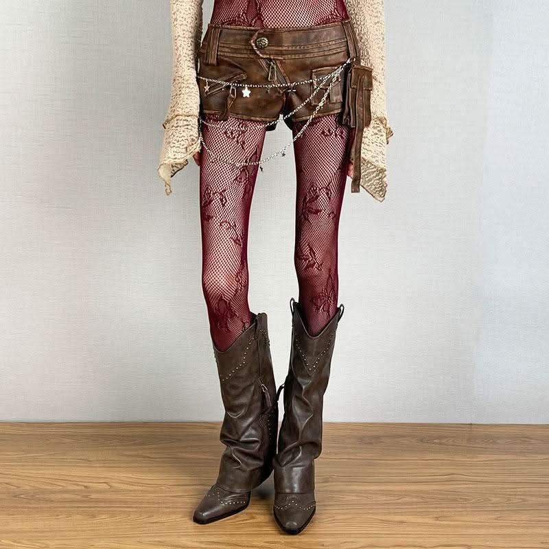 Gothic Butterfly Lace Fishnet Tights - Edgy Fall & Halloween Statement