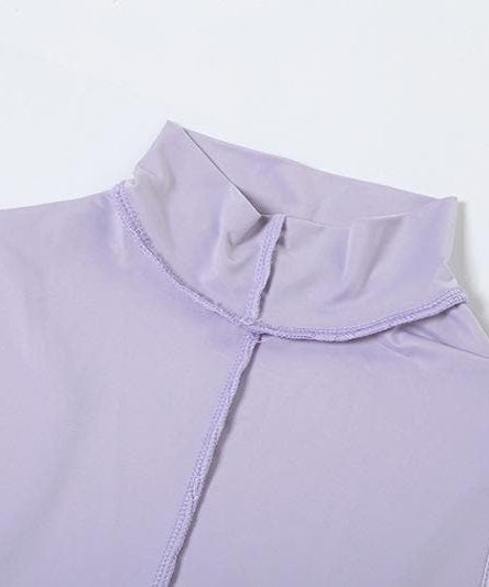 Women's Lavender Mock Neck Maxi Dress | Elegant Stitch Detail, Fall & Holiday Ready