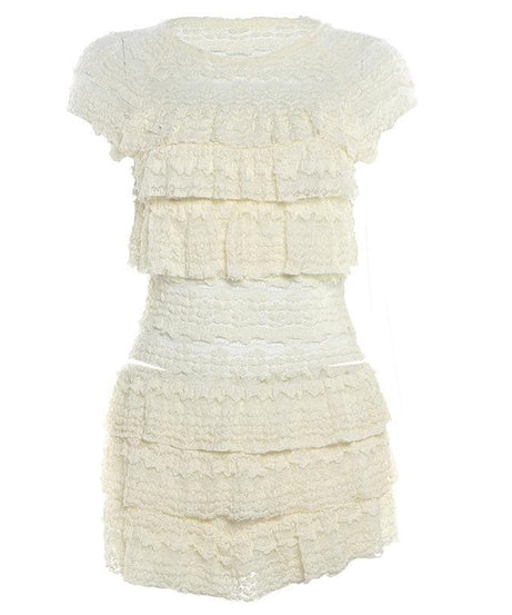 Fall Chic Ruffle Tiered Mini Skirt & Top Set - Cozy Textured Knit