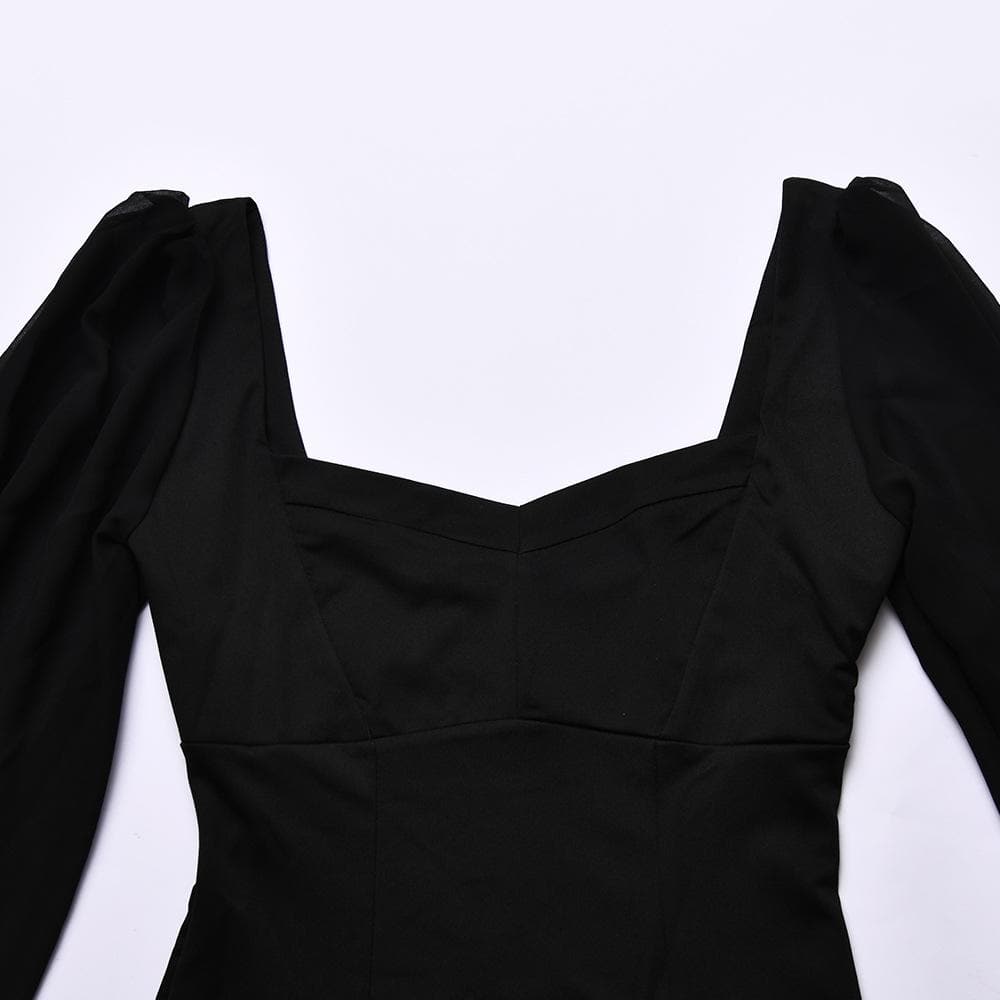 Effortless Elegance: Backless Sweetheart Bodysuit with Sheer Puff Sleeves | Fall & Holiday Chic