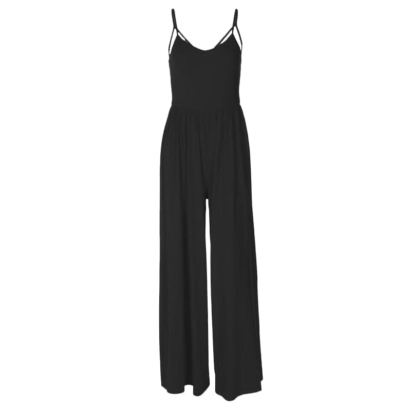 Chic Red Ruched Cross-Back Cami Jumpsuit - Effortless Wide Leg Style for Fall & Holiday