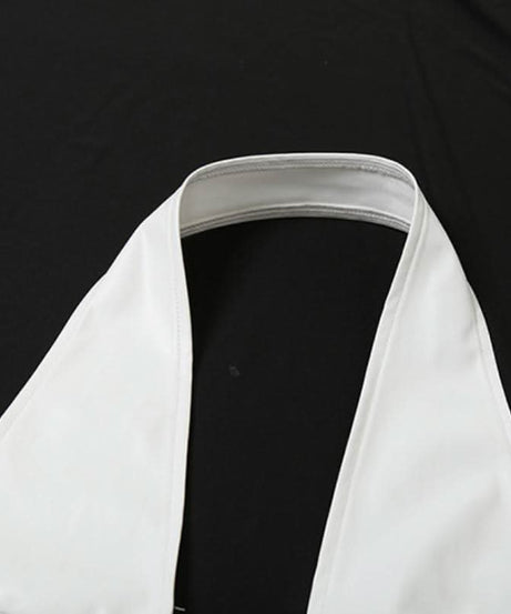 Edgy Luxe Faux Leather Halter Vest & Lace Bralette Set - Fall Fashion Statement