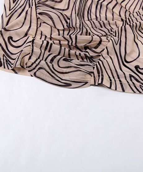 Fall Vibes Swirl Print Bodycon Set - High Neck Long Sleeve & Flared Pants