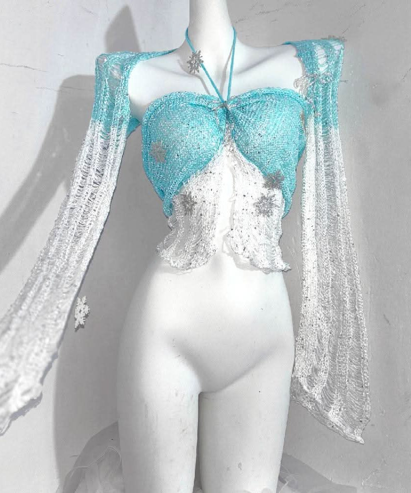 Enchanting Ice Queen Sparkle Knit Shrug & Halter Top Set – Perfect for Holiday Parties & NYE