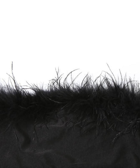 Glam Feather Tube Top & Cutout Flare Pants Set - Ultimate Fall Party & Halloween Style