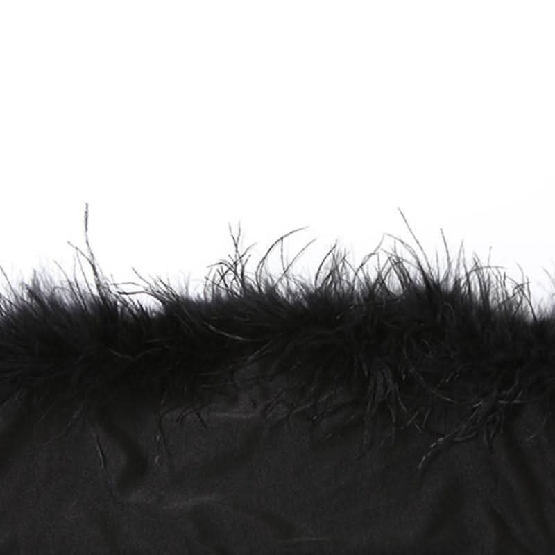 Glam Feather Tube Top & Cutout Flare Pants Set - Ultimate Fall Party & Halloween Style