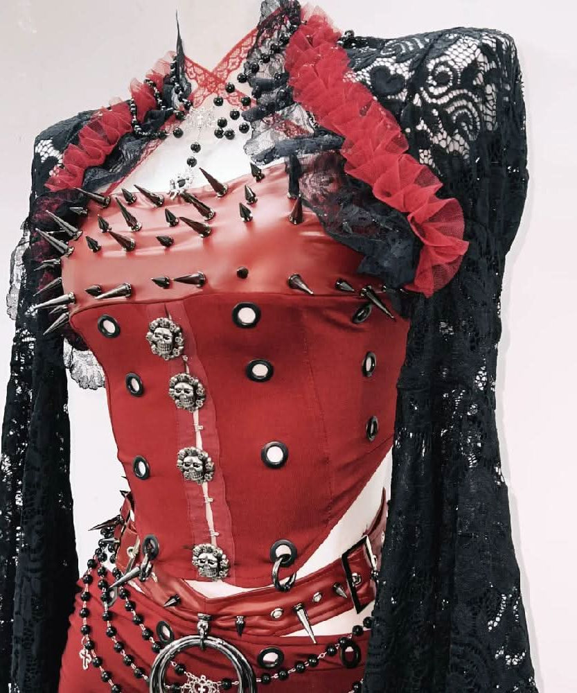 Rebel Rose Goth-Glam Corset Mini Dress & Lace Shrug Set - Your Ultimate Halloween & Fall Party Statement