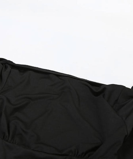 Effortless Autumn Chic: Black Off-Shoulder Top & Flare Pant Set