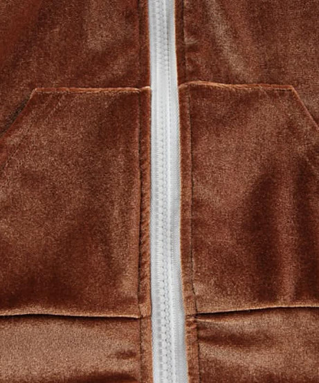 Luxe Fall Velvet Tracksuit Set for Women | Cropped Zip Hoodie & Straight Leg Pants
