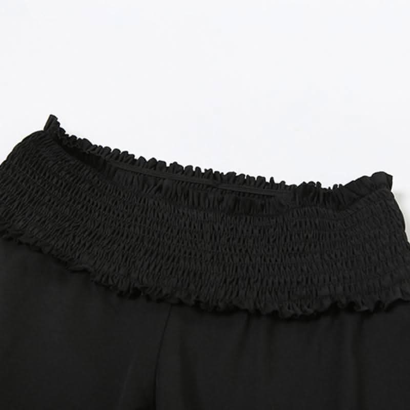 Effortless Autumn Chic: Black Off-Shoulder Top & Flare Pant Set